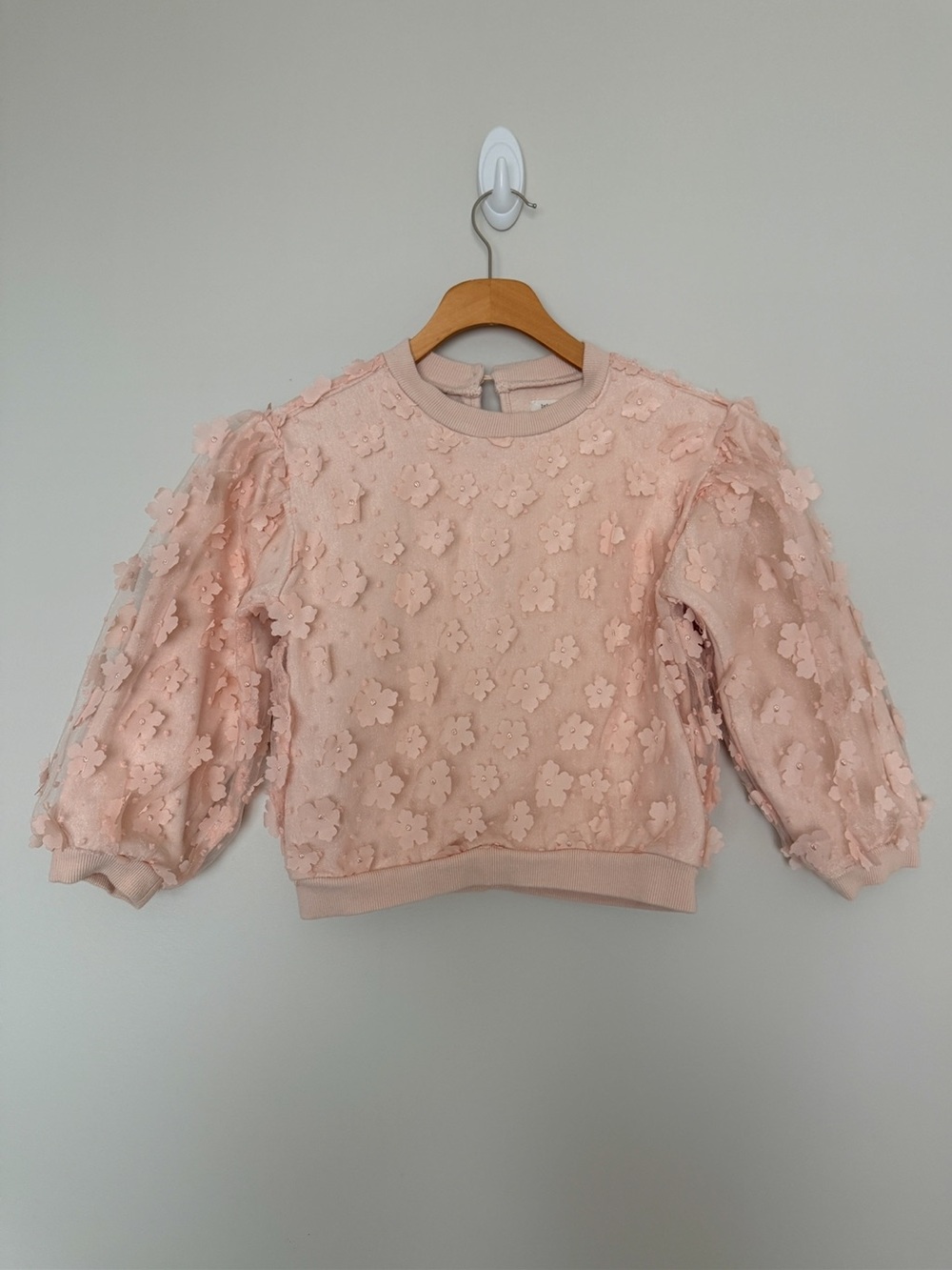 Lulabee Girls' Blush Pink 3D Floral Pullover Top Girls Size 7